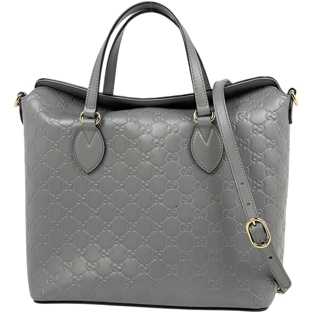Gucci GUCCI Handbag Guccissima 2WAY Shima Leather Gray 428226 Women's
